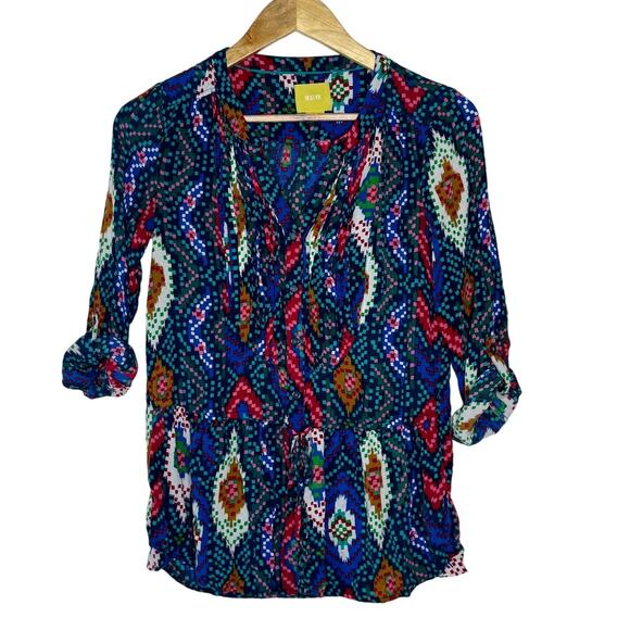 Maeve Anthropologie Shirt Womens 0 Multicolor Aztec Drop Waist Western Tunic - Picture 2 of 10